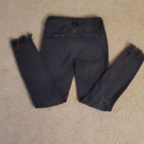 Free People Great Heights Stone Washed Black Frayed Distressed Skinny Jeans- 26 - Picture 9 of 9